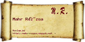 Mahr Rózsa névjegykártya
